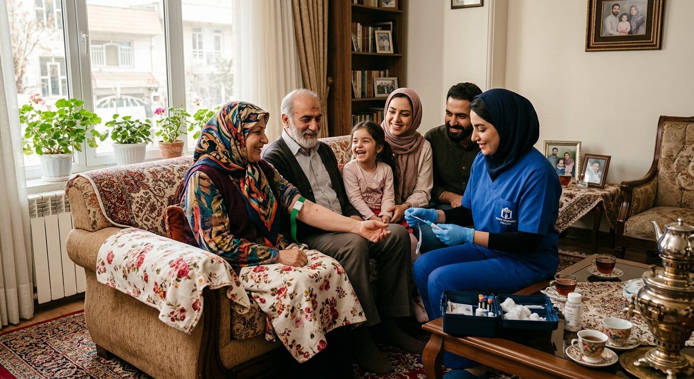 آزمایش در منزل تهرانپارس 2 نمونه گیری خون در منزل تهرانپارس